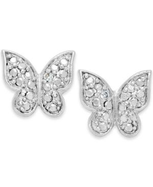 Victoria Townsend Diamond Accent Butterfly Stud Earrings In Sterling Silver