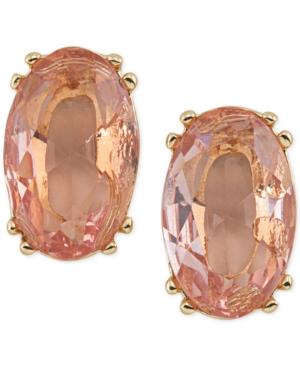 Carolee Gold-tone Pink Stone Stud Earrings