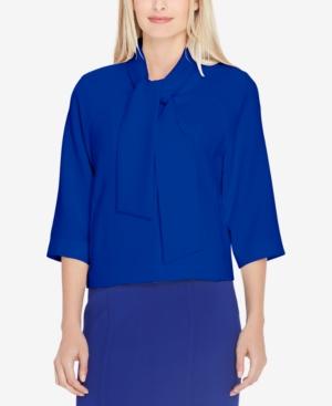 Tahari Asl Tie-neck Swing Jacket
