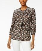 Style & Co Petite Floral-print Peasant Top, Created For Macy's