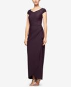 Alex Evenings Embellished Draped Column Gown