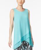 Alfani Petite Crossover-hem Swing Top, Created For Macy's