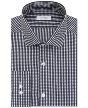 Calvin Klein Men's Steel Slim-fit Non-iron Performance Blue Check Dress Shirt