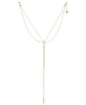 Guess Two-tone Crystal Double-layer Lariat Necklace, 17 + 2 Extender