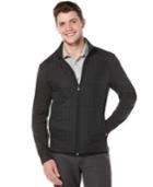 Perry Ellis Quilted Mixed-media Jacket