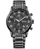 Hugo Boss Men's Chronograph Boss Black Aeroliner Black Ion-plated Stainless Steel Bracelet Watch 44mm 1513180