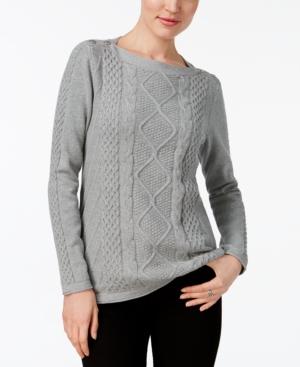 Karen Scott Cotton Multi-stitch Sweater, Created For Macy's