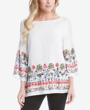 Karen Kane Embroidered Bell-sleeve Top