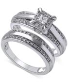 Beautiful Beginnings Diamond Halo Engagement Ring Set In 14k White Gold (1/3 Ct. T.w.)