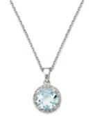 14k White Gold Necklace, Aquamarine (1 Ct. T.w.) And Diamond Accent Pendant