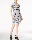 Kensie Short-sleeve Printed Draped Dress