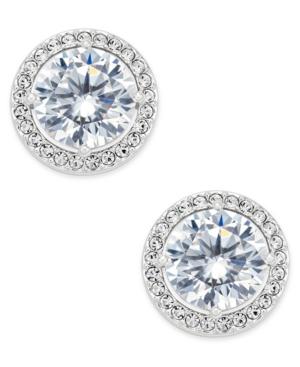 Eliot Danori Silver-tone Cubic Zirconia Framed Stud Earrings, Only At Macy's