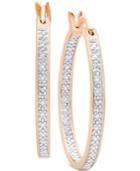 Diamond Accent In And Out Hoop Earrings In 18k Rose Gold-plated Sterling Silver