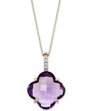 14k Gold Necklace, Amethyst (8 Ct. T.w.) And Diamond Accent Pendant