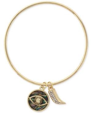 Bcbgeneration Gold-tone Dual Charm Evil Eye Bangle Bracelet