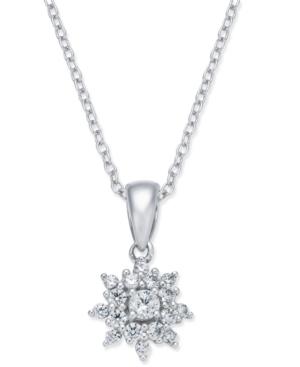 Diamond Cluster Pendant Necklace (3/8 Ct. T.w.) In 14k White Gold
