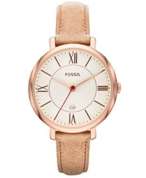 Fossil Women's Jacqueline Sand Leather Strap Watch 36mm Es3487
