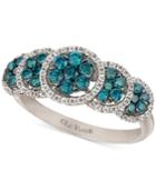 Le Vian Five-circle Blue And White Diamond Ring In 14k White Gold (9/10 Ct. T.w.)