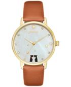 Kate Spade New York Women's Metro Zodiac Gemini Luggage Leather Strap Watch 34mm Ksw1192