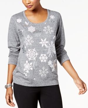 Style & Co Snowflake-embellished Sweatshirt, Created For Macy's