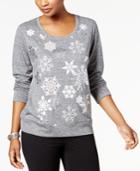Style & Co Snowflake-embellished Sweatshirt, Created For Macy's