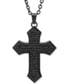 Men's Black Sapphire Celtic Cross 22 Pendant Necklace (3-3/8 Ct. T.w.) In Black Ion-plated Stainless Steel