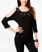Inc International Concepts Cold-shoulder Embellished Top, Only At Macy's