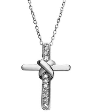 Diamond Knot Cross Pendant Necklace In Sterling Silver (1/10 Ct. T.w.)