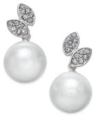 Inc International Concepts Silver-tone Pave And Imitation Pearl Leaf Stud Earrings, Only At Macy's