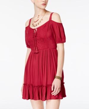 American Rag Juniors' Cold-shoulder Peasant Dress, Created For Macy's