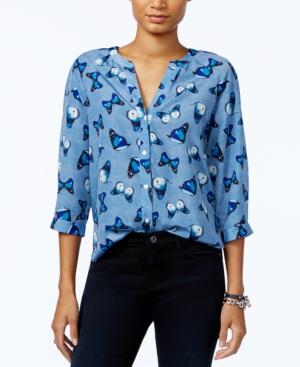 Tommy Hilfiger Butterfly-print Blouse, Only At Macy's