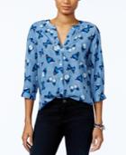 Tommy Hilfiger Butterfly-print Blouse, Only At Macy's