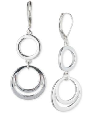 Nine West Silver-tone Double Circle Drop Earrings