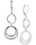 Nine West Silver-tone Double Circle Drop Earrings