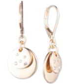 Anne Klein Gold-tone Pave Disc Drop Earrings