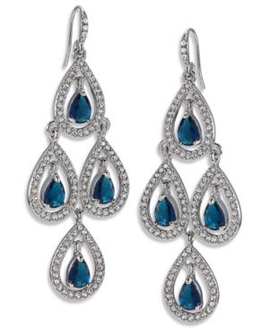 Carolee Earrings, Silver-tone Pave Pear Chandelier Earrings