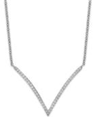 Diamond V-necklace In 10k White Gold (1/6 Ct. T.w.)