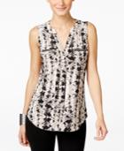 Inc International Concepts Printed Zip-pocket Top, Only At Macy's