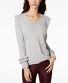 Charter Club Cashmere V-neck Ruffled Sweater, Created For Macy's