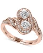 Pave Rose By Effy Diamond Two-stone Ring (3/4 Ct. T.w.) In 14k Rose Gold