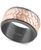 Effy Men's Two-tone Woven-look Ring In 18k Rose Gold-plated And Black Rhodium-plated Sterling Silver