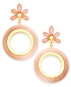Inc International Concepts Gold-tone Stone Flower & Resin Gypsy Hoop Earrings, Created For Macy's