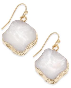 Gold-tone Natural-shape Stone Drop Earrings