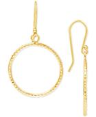 Giani Bernini Textured Drop Hoop Earrings In 18k Gold-plated Sterling Silver, Created For Macy's