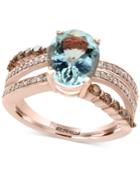 Effy Final Call Aquamarine (2-5/8 Ct. T.w.) And Diamond (5/8 Ct. T.w.) Ring In 14k Rose Gold