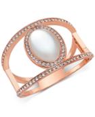 Inc International Concepts Rose Gold-tone Mother-of-pearl Pave Openwork Bangle Bracelet, Only At Macy's