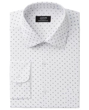 Alfani Men's Classic/regular Fit Performance Stretch Easy-care Small Circle Print Dress Shirt, Created For Macy's