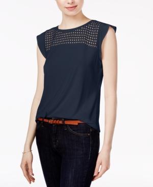Maison Jules Flutter-sleeve Eyelet-detail Top, Created For Macy's