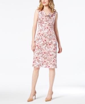 Connected Printed Cowl-neck Sheath Dress