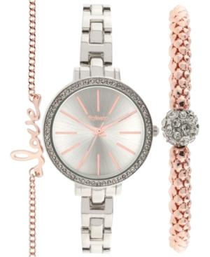 Style & Co Women's Silver-tone Bracelet Watch Set 32mm Sy001rgs, Only At Macy's